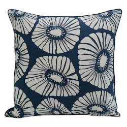 Balizen Retro Flowers Indigo Cushion Cover（45 cm）復古花印抱枕套　菊花普洱